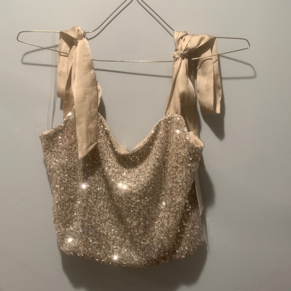 So Champagne Sequin Top
